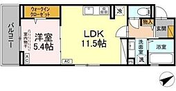 D-セアリス 2階1LDKの間取り