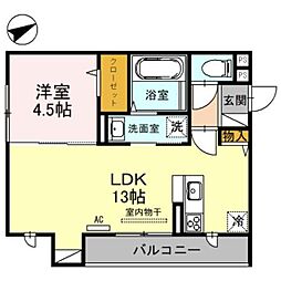 アベニール城北 1LDKの間取図画像