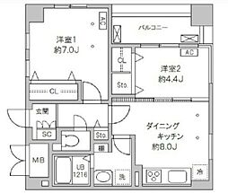 ＳｕｎＳｐｒｉｎｇＴｏｗｅｒ 10階2DKの間取り
