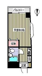 レジデンスアンドウ 2階ワンルームの間取り