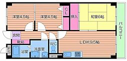 コンチネンタル鶴見 3LDKの間取図画像