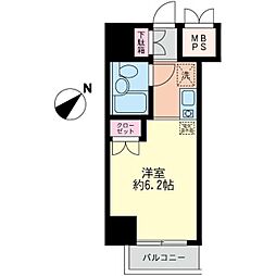 エクセル鶴見 8階ワンルームの間取り