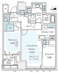 パークコート　ザ・三番町ハウス 11階2LDKの間取り