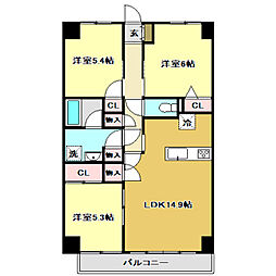 ソレイユe 3LDKの間取図画像