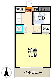 ハイツメガロン 1Kの間取図画像