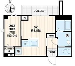 ディアコート住吉 1DKの間取図画像