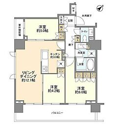 ウエリス六本木 3LDKの間取図画像