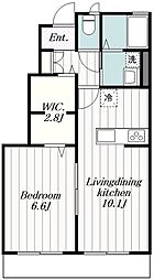 ポミエ川崎 1階1LDKの間取り