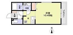 ミリアビタ稲毛 1階ワンルームの間取り