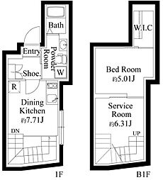 ファーヴァル代々木上原 1階1SDKの間取り