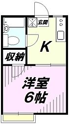 コーポみさき 1Kの間取図画像
