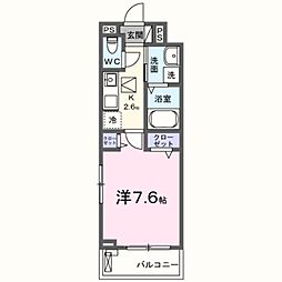 レッドパイン 1Kの間取図画像