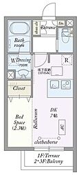 練馬区中村3丁目マンション 1DKの間取図画像