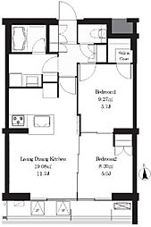 フレンシア高円寺 2階2LDKの間取り