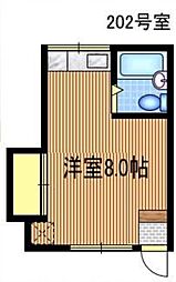 木村コーポ 2階ワンルームの間取り