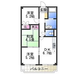 リヴェールド和泉 3DKの間取図画像
