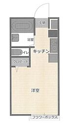 ミルフラット 1階ワンルームの間取り