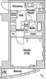 カーサスプレンディッド赤坂7丁目 7階1Kの間取り