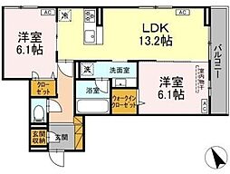 仮称D-room海神町南HY 2階2LDKの間取り