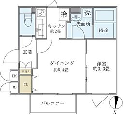アレーロ新中野2 4階1DKの間取り