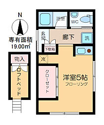 東小岩ハイツ 2階ワンルームの間取り