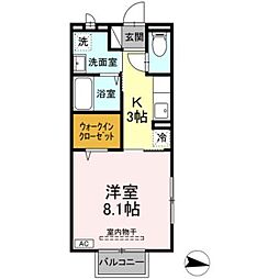 シャルマン・クール2 1Kの間取図画像