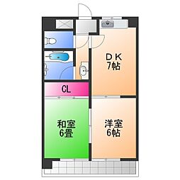 マンションセントヒル 2DKの間取図画像