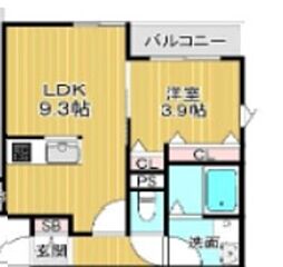 阪急伊丹線 稲野駅 徒歩6分の賃貸アパート 3階1LDKの間取り