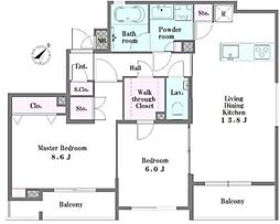 ハヤカワコートサン 2階2LDKの間取り