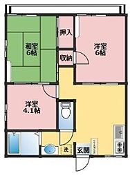 タウニー石井 1階3DKの間取り