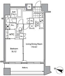 パークハビオ赤坂氷川町 5階1LDKの間取り
