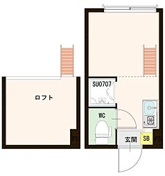 PINES三軒茶屋 2階ワンルームの間取り