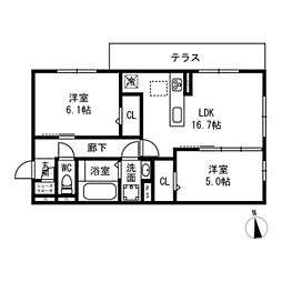 Fleur II 2階2LDKの間取り