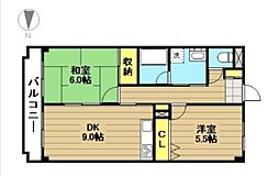 勇コーポ 2DKの間取図画像