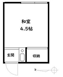 原口荘 2階ワンルームの間取り