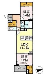 セレスティア祖師谷 2LDKの間取図画像