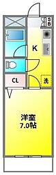 コーポグロリア 1階1Kの間取り