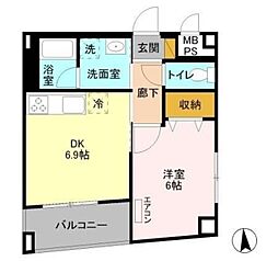 アレグリア柏屋 3階1DKの間取り