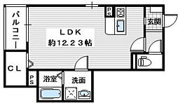 南海高野線 狭山駅 徒歩7分の賃貸アパート 3階ワンルームの間取り