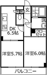 ロイヤルメドウ 2DKの間取図画像