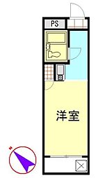 ザ・ウエスト 2階ワンルームの間取り