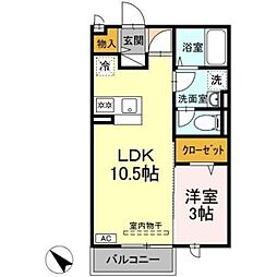 ヴェルドミールA 1LDKの間取図画像