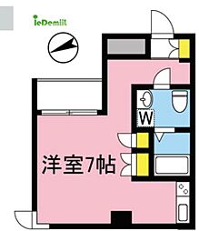 蔵前ローズガーデン ワンルームの間取図画像