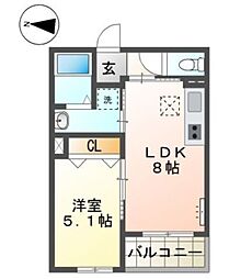 アウローラ本郷町 1LDKの間取図画像