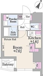 グランハイツ曙橋 3階ワンルームの間取り