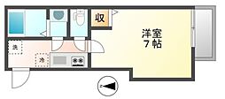 フラッティ千本鞍馬口 2階1Kの間取り