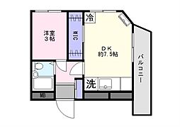リバティーパレス 1DKの間取図画像