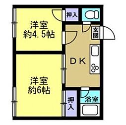 ハイム美土里 2DKの間取図画像