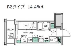 キャンパスヴィレッジ溝の口 9階ワンルームの間取り