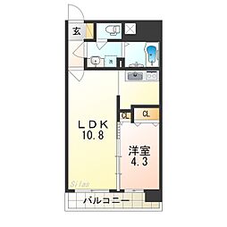 アール・オー・ハイム松崎町 1LDKの間取図画像